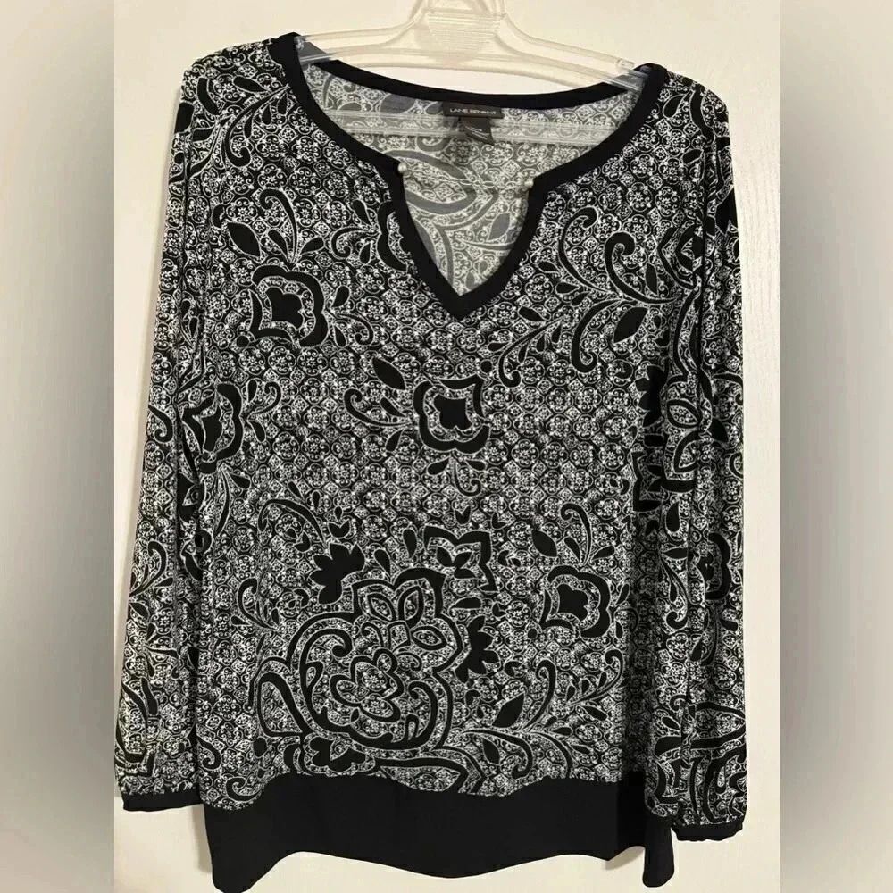Lane Bryant Black & White Paisley Tunic Top | Size 14/16 | Boho Style